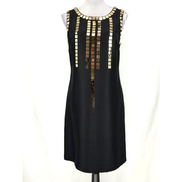 Tory Burch Dress Womens 6 Black Silk Gold Sequins Lined Formal Wedding lbd - Picture 1 of 14